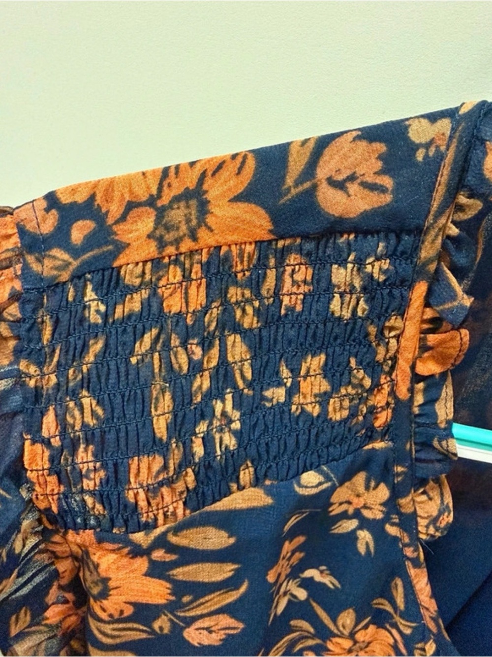 Daniel Rainn Navy Sleeveless V-Neck Blouse with Orange Floral Print, 3X - Picture 5 of 10